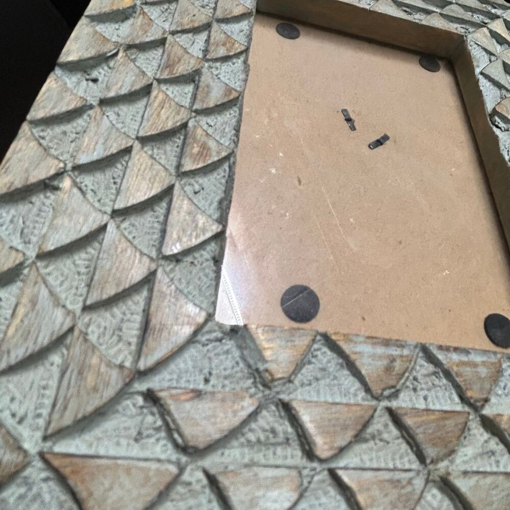 Picture Frame for 4x6 Made in India Dragon Scale Carved Geometric Pattern
